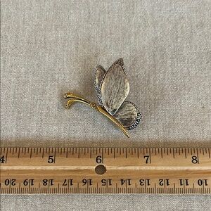 Elegant Silver and Gold Butterfly Brooch